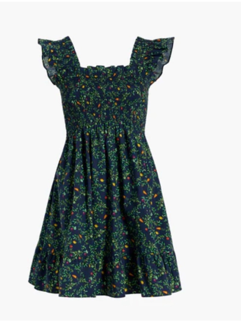 Hill House Navy Floral Mini Dress with Green, Yellow & Pink Accents